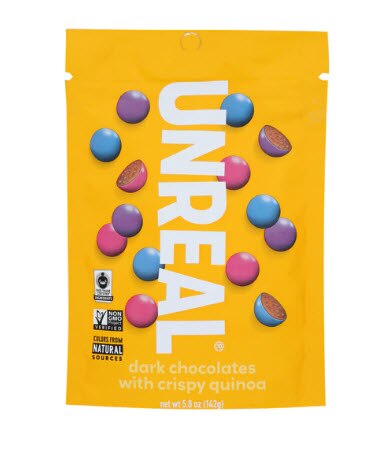 Unreal Crispy Quinoa Gems Candy Vegan Gluten Free Dark Chocolate -- 5 oz
