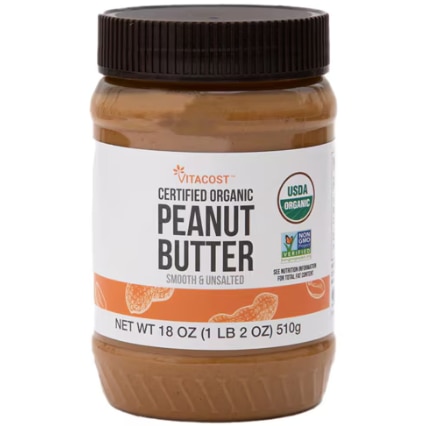 Vitacost Certified Organic Peanut Butter -- Smooth & Unsalted