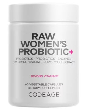 Codeage Raw Women's Probiotic Supplement - Raw Fruits Vegetables Prebiotics - Digestive Enzymes -- 60 Capsules
