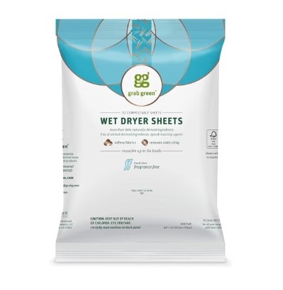 GrabGreen Wet Dryer Sheets Fragrance Free GrabGreen Wet Dryer Sheets Fragrance Free