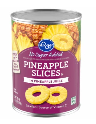 Kroger No Sugar Added Pineapple Slices -- 20 oz
