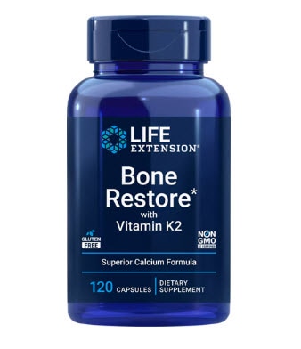 Life Extension Bone Restore with Vitamin K2 -- 120 Capsules