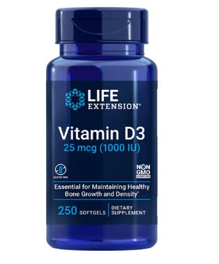 Life Extension Vitamin D3 -- 250 mcg (1000 IU) - 250 Softgels