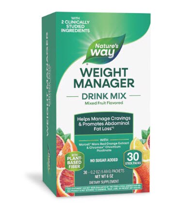 Nature's Way Weight Manager Drink Mix - No Sugar Added Mixed Fruit Flavored -- 30 Stick Packs