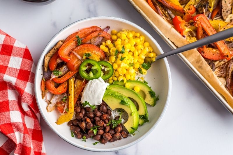 Vegetarian Fajita Bowls With Cilantro Lime Rice