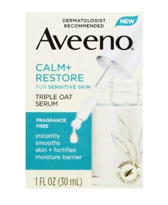 Aveeno Calm + Restore Triple Oat Serum for Sensitive Skin - Fragrance Free -- 1 fl oz