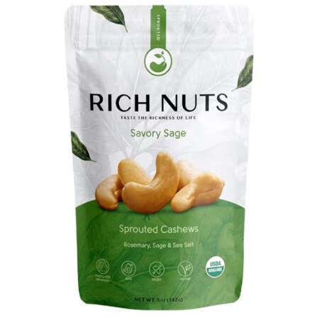 Rich Nuts Sprouted Cashews Savory Sage