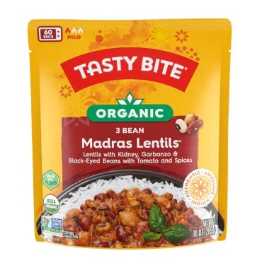 Tasty Bite Vegan Organic 3 Bean Madras Lentils