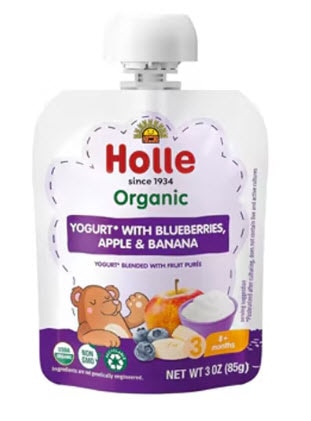 Holle Organic Yogurt Baby Food 8+ Months Blueberries Apple & Banana -- 3 oz