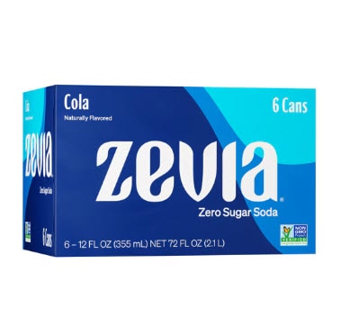 Zevia Non-GMO Zero Calorie Soda Cola -- 6 Cans