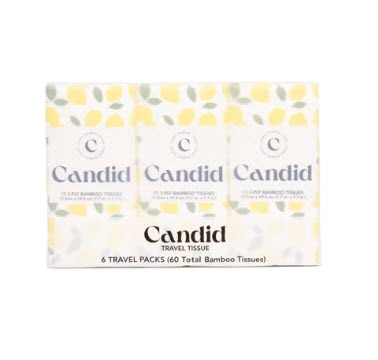 Candid Facial Tissue 3-Ply Bamboo 10 Sheet Travel Pack -- 6 Pack