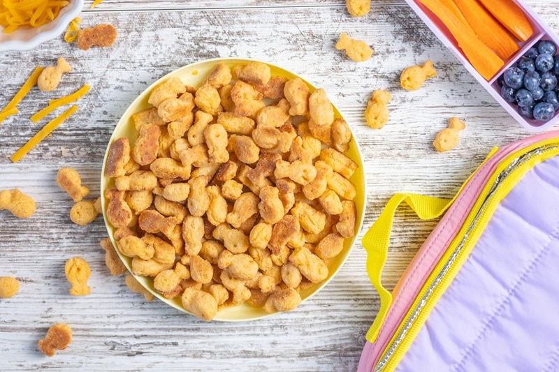 A Bowl Overflows With Homemade Goldfish Crackers.