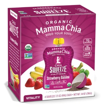 Mamma Chia Organic Chia Squeeze Vitality Snack Strawberry Banana
