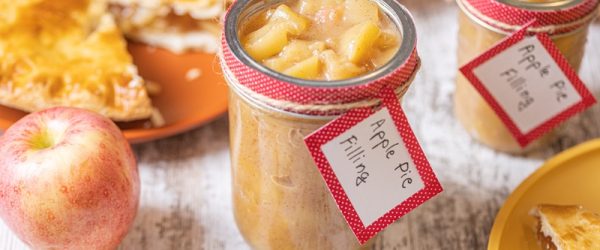 Mason Jars Are Filled With a Homemade Apple Pie Filling Recipe.