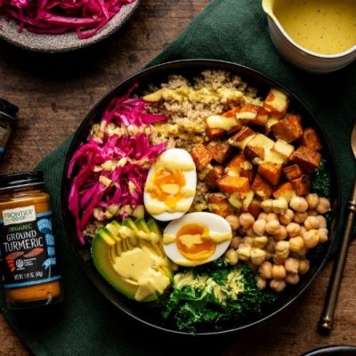 Quinoa and Chickpea Bowl With Golden Tahini Dressing