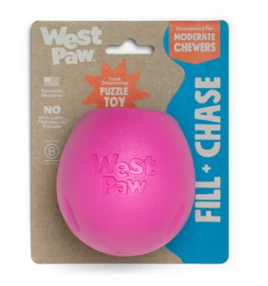 West Paw Dog Puzzle Treat Toy Rumbl Small Hot Pink