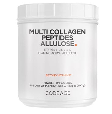 Codeage Multi Collagen Peptides + Allulose 5 Types Grass-Fed - 0 Cal 0 Carb Unflavored -- 21.16 oz
