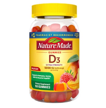Nature Made 125mcg Vitamin D Gummies Strawberry Peach & Mango -- 150 Gummies