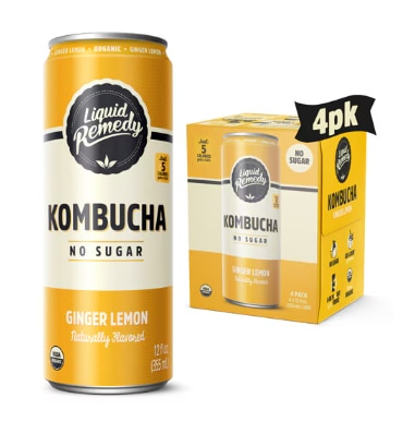 Remedy Kombucha Organic - 4 Pack Ginger Lemon