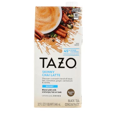 Tazo Spiced Chai Skinny Latte Black Tea Concentrate for Hot or Iced Chai Latte -- 32 fl oz