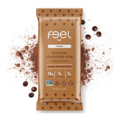 The Feel Bar Organic Gluten Free Vegan Protein Bars with Lions Mane Brownie Chocolate Chip