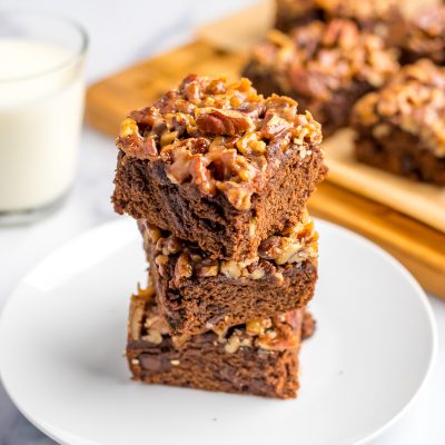 Pecan Pie Brownies On A Table Ready For Sharing and Holiday Gatherings