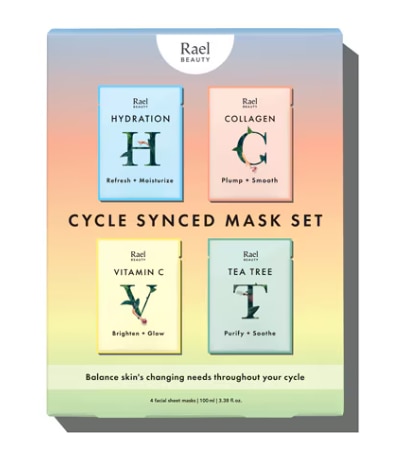 Rael Cycle Synced Facial Sheet Mask Set -- 4 Masks