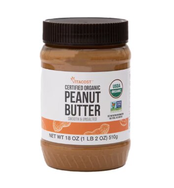 Vitacost Certified Organic Non-GMO Peanut Butter Smooth Unsalted