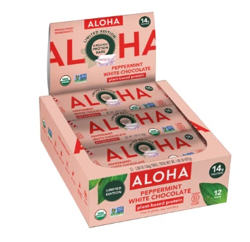 Aloha Organic Peppermint White Chocolate Plant-Based Protein Bars