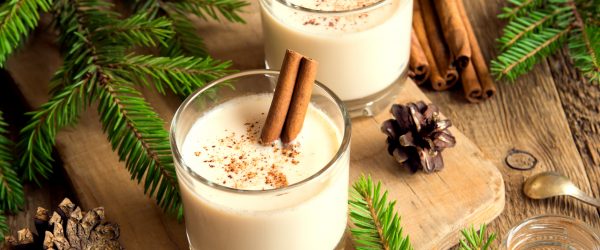 Oat Milk Eggnog With Cinnamon Sticks