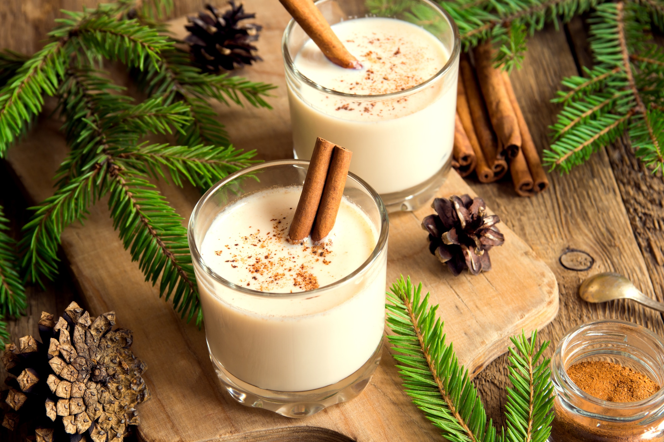 Oat Milk Eggnog With Cinnamon Sticks