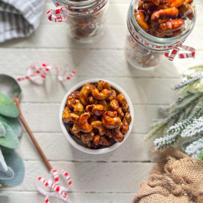 Candied Cashews With Festive Holiday Decor