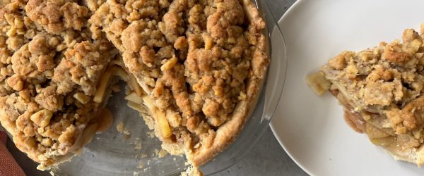 Vegan Dutch Apple Pie Vegan Dutch Apple Pie and Slice on Counter With Napkin