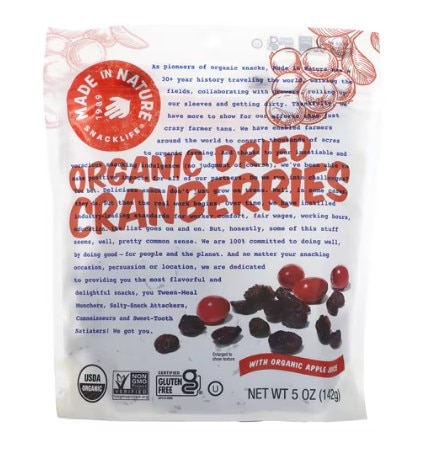 Made In Nature Organic Dried Fruit Cranberries -- 5 oz Made In Nature Organic Dried Fruit Cranberries -- 5 oz