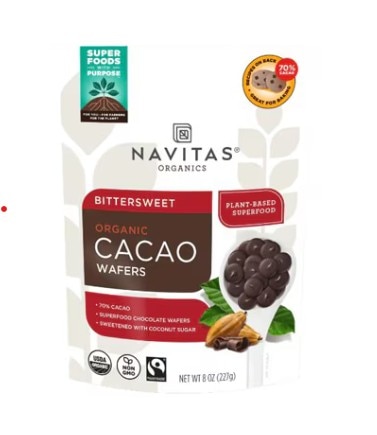 Navitas Organics Organic Cacao Wafers Bittersweet -- 8 oz