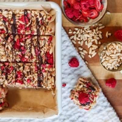 Raspberry Rice Crispy Treats With Chocolate (Vegan)