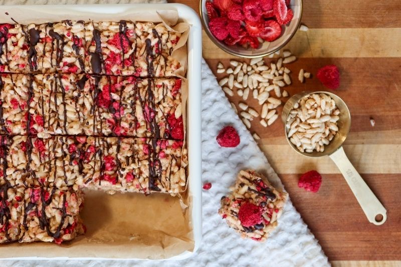 Raspberry Rice Crispy Treats With Chocolate (Vegan)