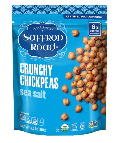 Saffron Road Crunchy Chickpeas Gluten Free Sea Salt -- 5.4 oz