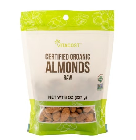 Vitacost Certified Organic Almonds Raw Non-GMO Kosher -- 8 oz (227 g) Vitacost Certified Organic Almonds Raw Non-GMO Kosher -- 8 oz (227 g)