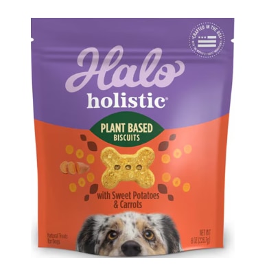 Halo Holistic Dog Treats Plant Based Biscuits Sweet Potatos & Carrots
