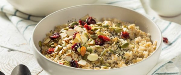 Superfoods-Topped Oatmeal with Protein Powder