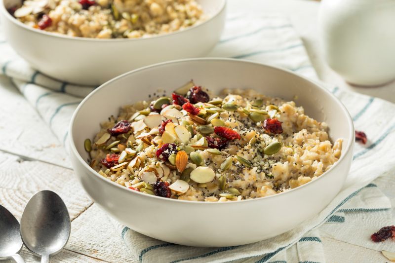 Superfoods-Topped Oatmeal with Protein Powder