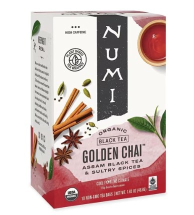 Numi Tea Golden Chai Spiced Assam Black Tea -- 18 Tea Bags