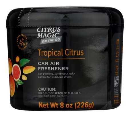 Citrus Magic On The Go Car Air Freshener Odor Absorbing Solid Tropical Citrus -- 8 oz-01-07 110955 Citrus Magic On The Go Car Air Freshener Odor Absorbing Solid Tropical Citrus -- 8 oz-01-07 110955