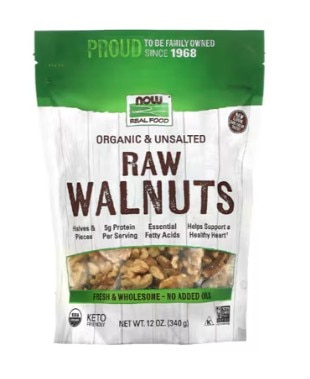 NOW Foods Organic Raw Walnuts Unsalted -- 12 oz
