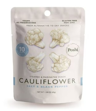 Poshi Steamed & Marinated Cauliflower Snack Salt & Black Pepper -- 1.58 oz