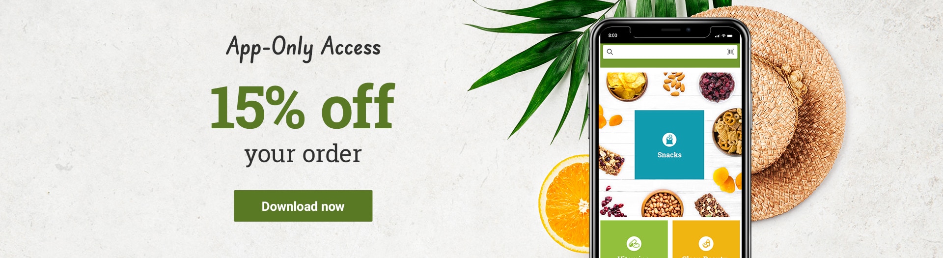 15% off your order when you dowload our app.