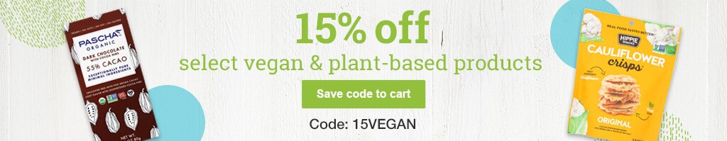 15% off select vegan & plant-based products