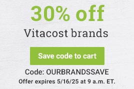 30% off Vitacost brands. Save code to cart. Code: SAVEVITA30 offer expires 5/16/25 at 9am