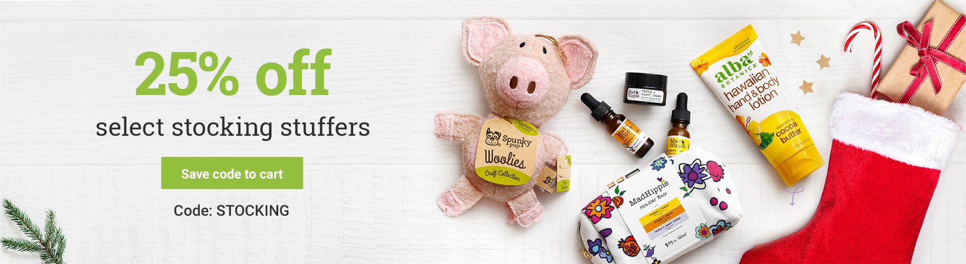 25% off select stocking stuffers Code: STOCKING. Save code to cart.